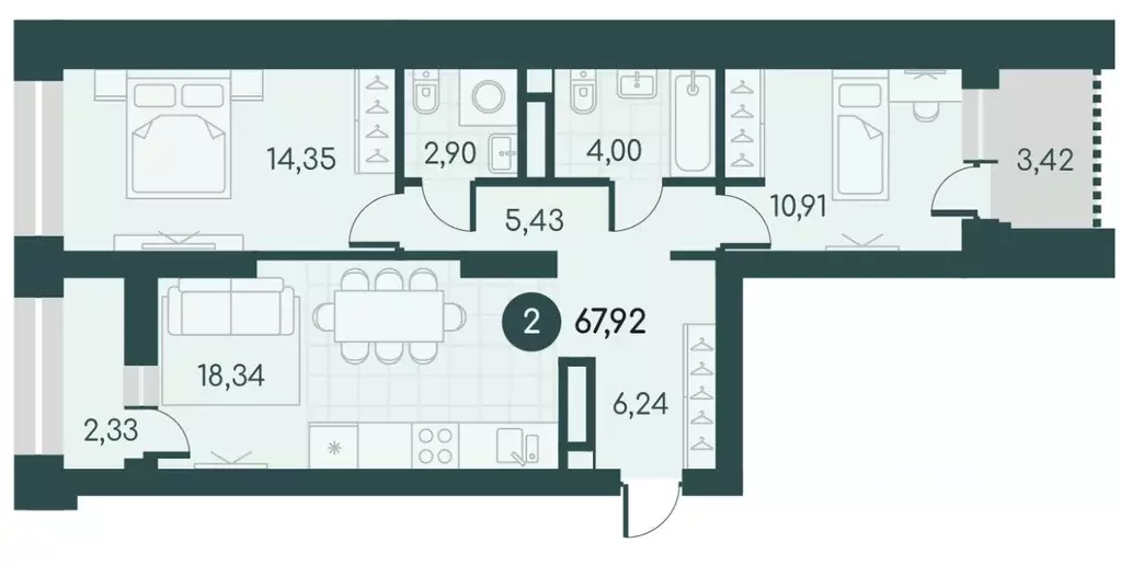2-к кв. Курганская область, Курган Малиновые высоты жилой комплекс ... - Фото 1