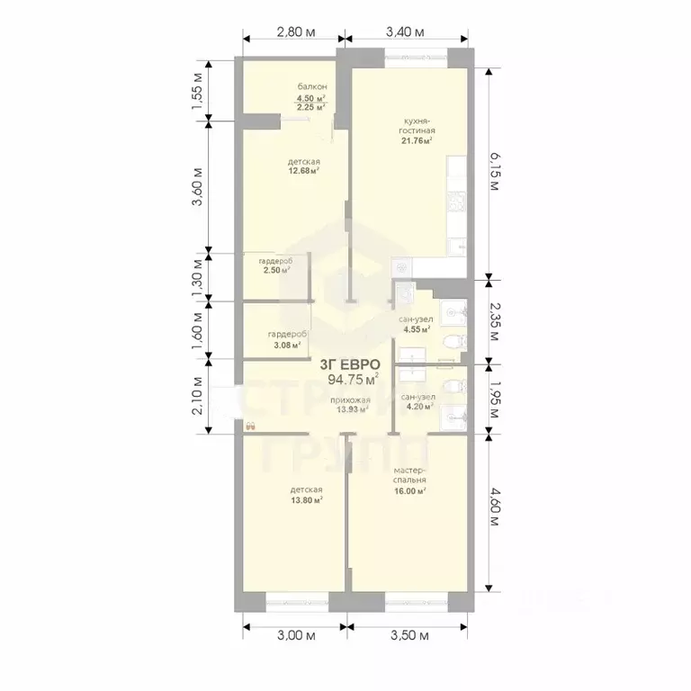 3-к кв. Владимирская область, Владимир Текстильщик СНТ,  (94.25 м) - Фото 2