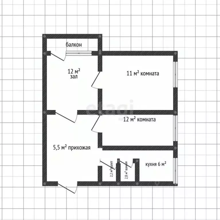 3-к кв. Адыгея, Майкоп Пролетарская ул., 353 (51.5 м) - Фото 2