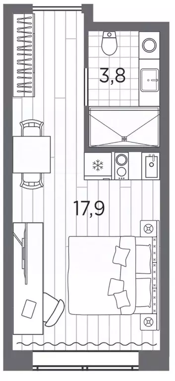 Студия Санкт-Петербург просп. Стачек, 62Е (21.7 м) - Фото 0