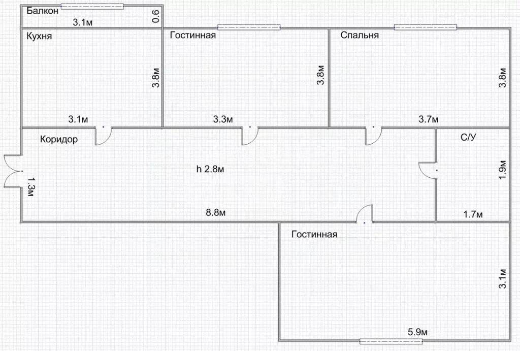 3-к кв. Дагестан, Дербент проезд 3-й Сальмана, 15 (80.0 м) - Фото 1