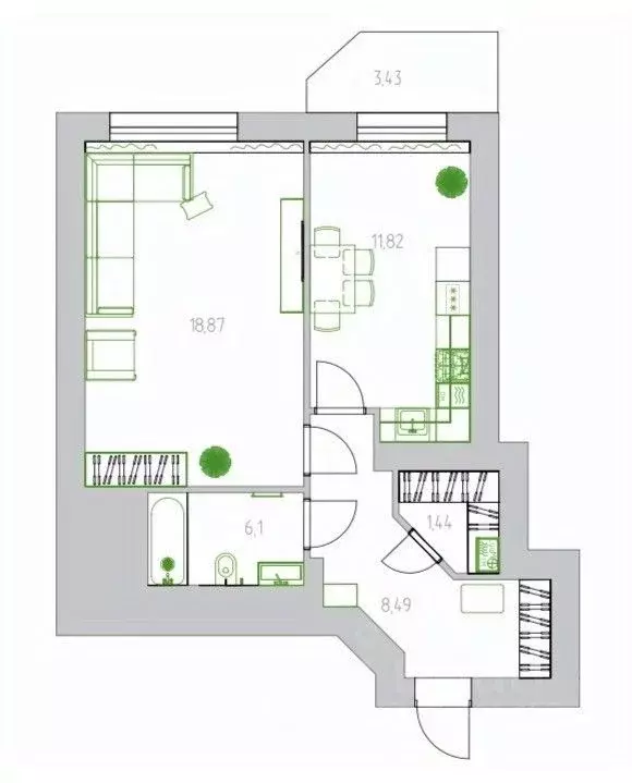 1-к кв. Калининградская область, Калининград ул. Космонавта Леонова, ... - Фото 2