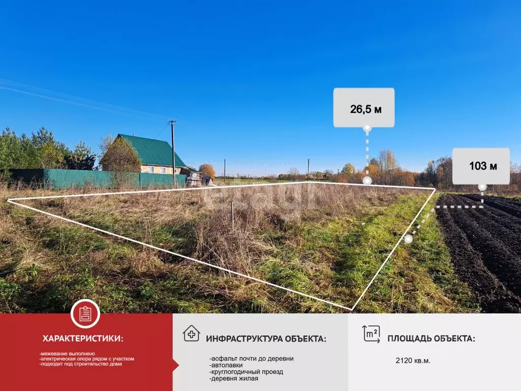 Участок в Вологодская область, Шекснинский муниципальный округ, д. ... - Фото 1