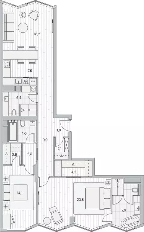 3-комнатная квартира: Москва, Береговой проезд, 2к1 (104 м) - Фото 1
