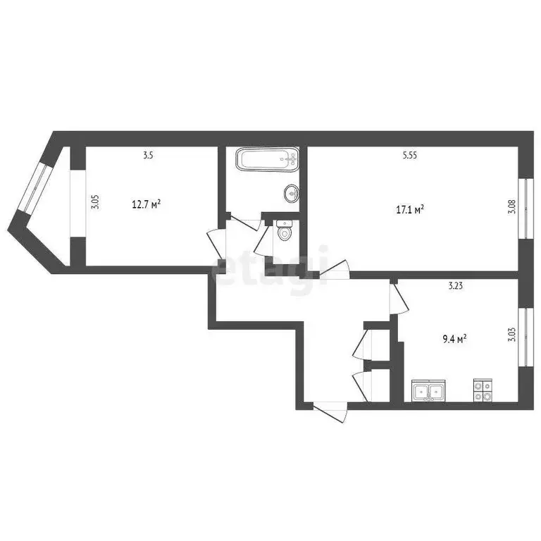 2-комнатная квартира: Вилючинск, микрорайон Центральный, 16 (51 м) - Фото 1