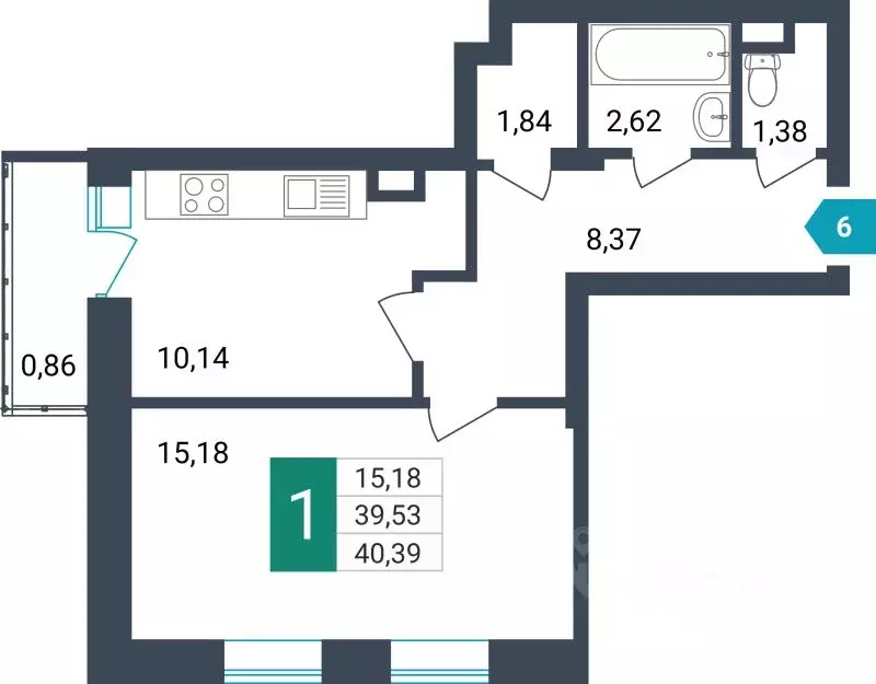 1-к кв. Забайкальский край, Чита ул. Бабушкина, 42Б (40.39 м) - Фото 0