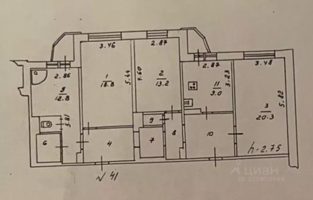 3-к кв. Мурманская область, Мурманск ул. Старостина, 13к1 (100.0 м) - Фото 2