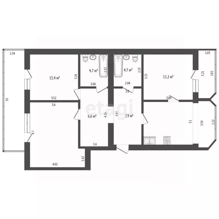 3-к кв. Севастополь ул. Лиговская, 4 (83.2 м) - Фото 2