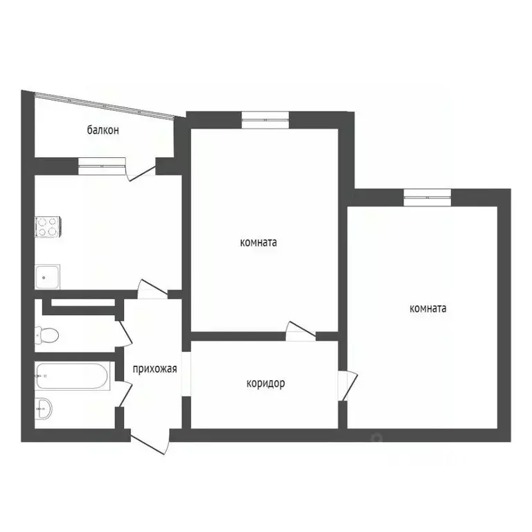 2-к кв. Тюменская область, Тюмень ул. Николая Семенова, 27 (62.3 м) - Фото 1
