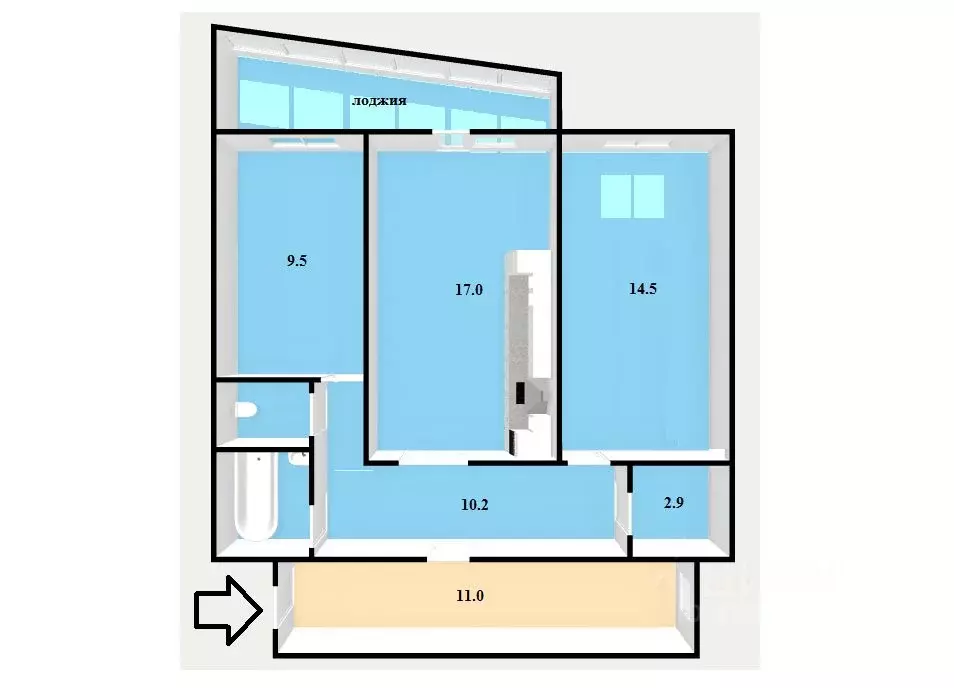 2-к кв. Свердловская область, Екатеринбург ул. Билимбаевская, 25к1 ... - Фото 2