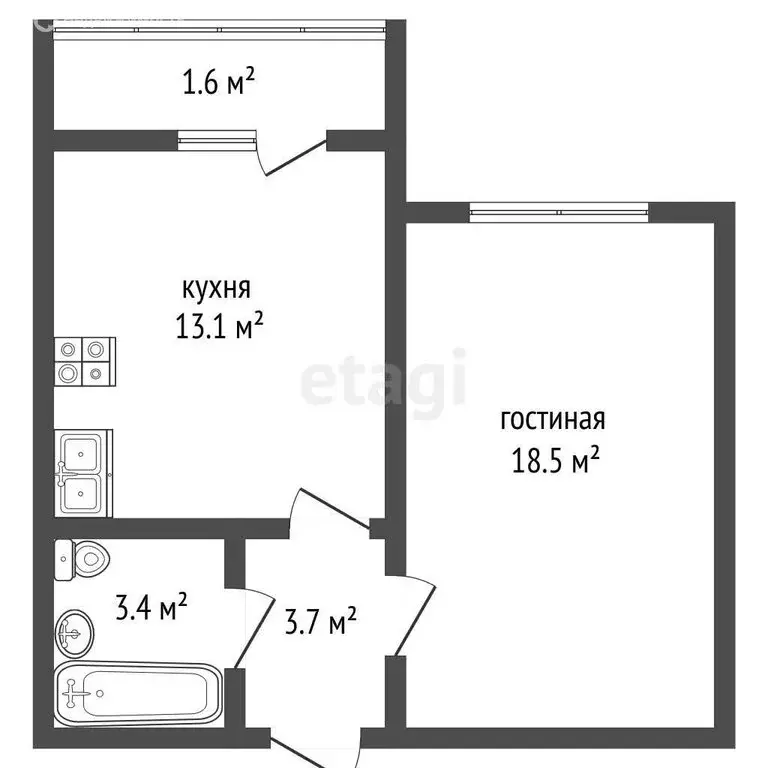 1-комнатная квартира: Оренбург, улица Юркина, 2 (40.3 м) - Фото 1