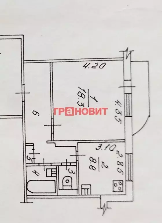 1-к кв. Новосибирская область, Новосибирск Новосибирская ул., 19 (41.0 ... - Фото 1