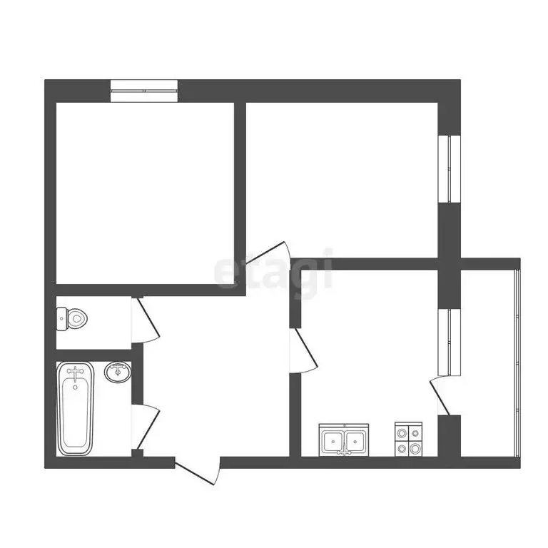 2-комнатная квартира: посёлок Тюменский, 12 (46.6 м) - Фото 0