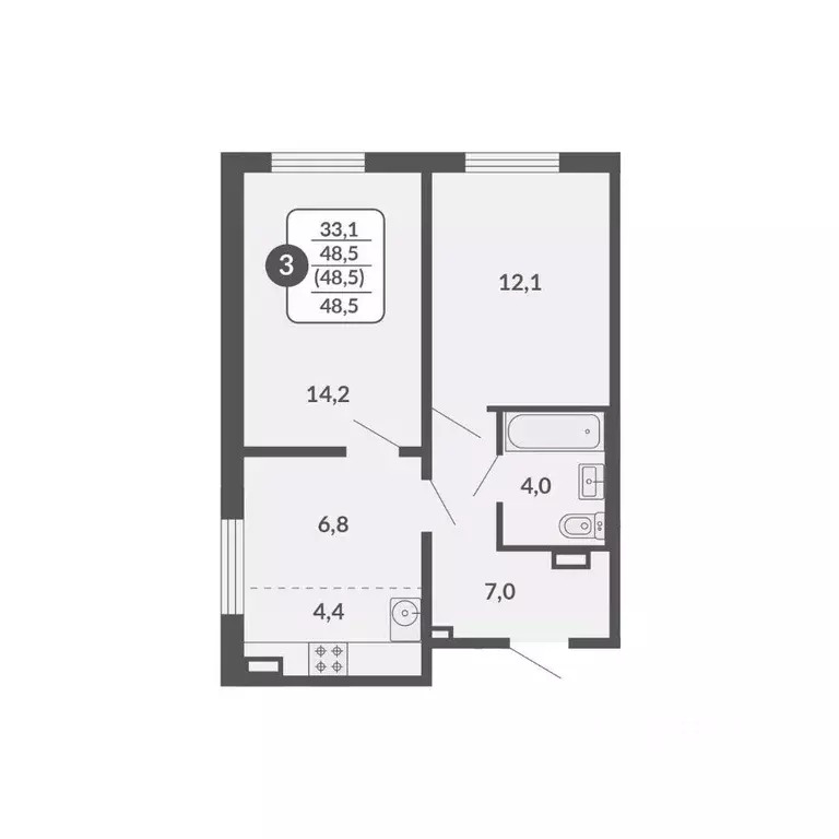 3-к кв. Кировская область, Киров Нагорная ул., 16 (48.5 м) - Фото 0