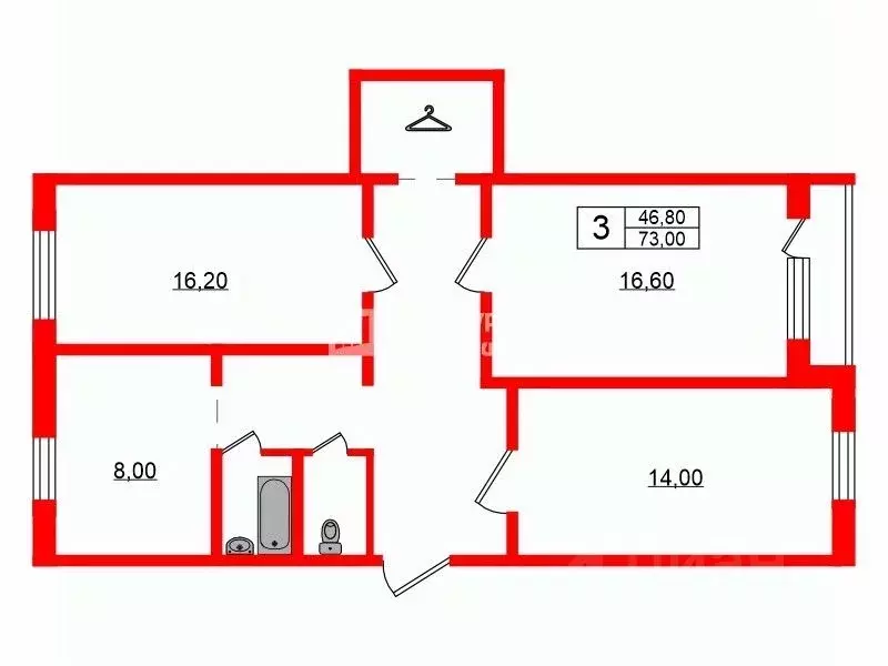 3-к кв. Ленинградская область, Всеволожск ул. Вокка, 14 (73.0 м) - Фото 1