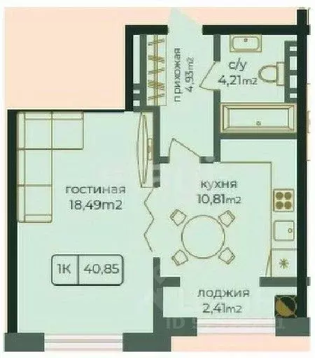 1-к кв. Дагестан, Каспийск просп. Акулиничева (40.85 м) - Фото 0