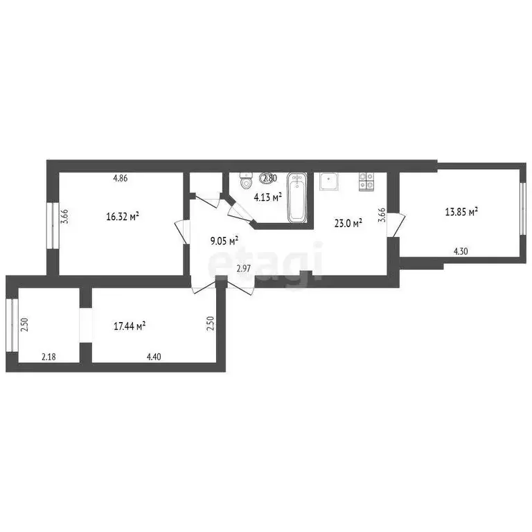 3-комнатная квартира: Нальчик, улица Ю.А. Гагарина, 24 (71 м) - Фото 0