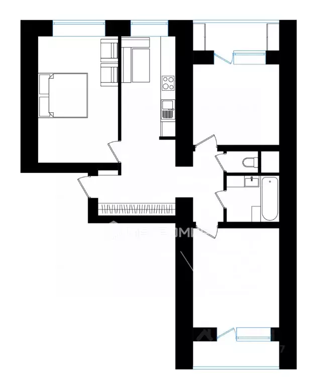 3-к кв. Москва ул. Маршала Тухачевского, 50К2 (70.0 м) - Фото 1