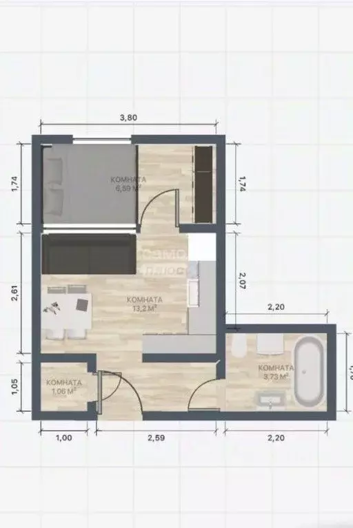 Студия Краснодарский край, Сочи ул. Тимирязева, 34Б (27.0 м) - Фото 2