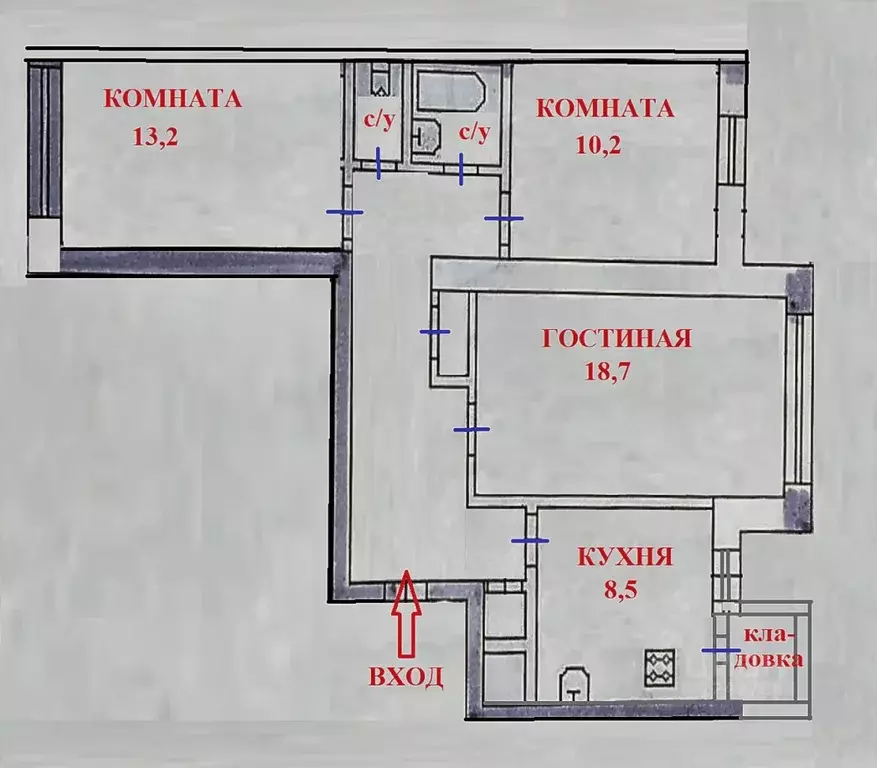 3-к кв. Санкт-Петербург ул. Кораблестроителей, 23К1 (72.0 м) - Фото 2