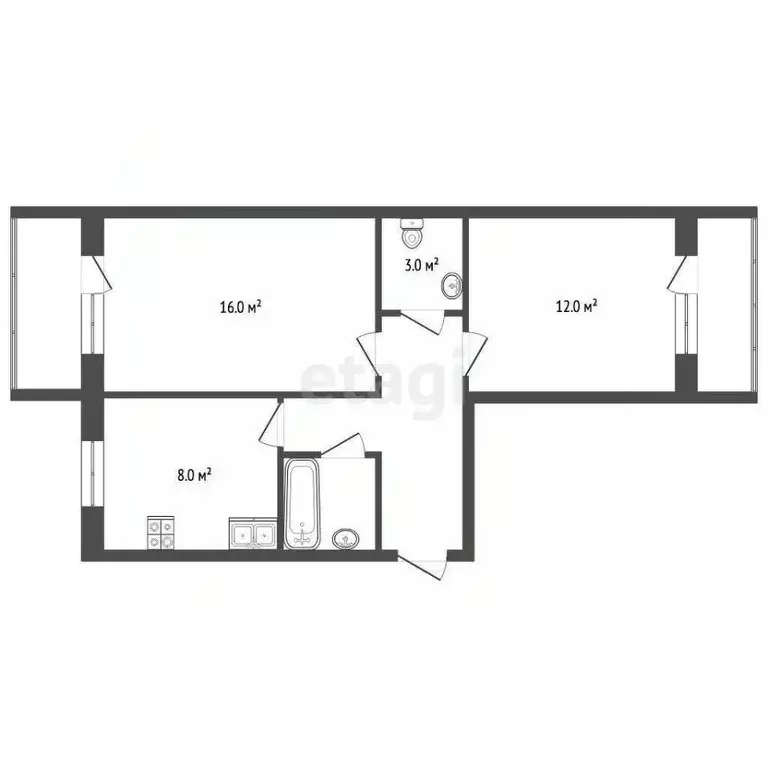 2-к кв. Ростовская область, Ростов-на-Дону ул. 2-й Пятилетки, 6/3 ... - Фото 2