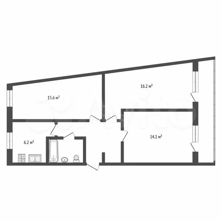 3-к. квартира, 61 м, 4/5 эт. - Фото 0