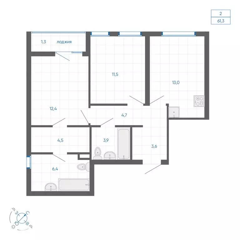 2-комнатная квартира: Екатеринбург, улица Вильгельма де Геннина, 59 ... - Фото 1