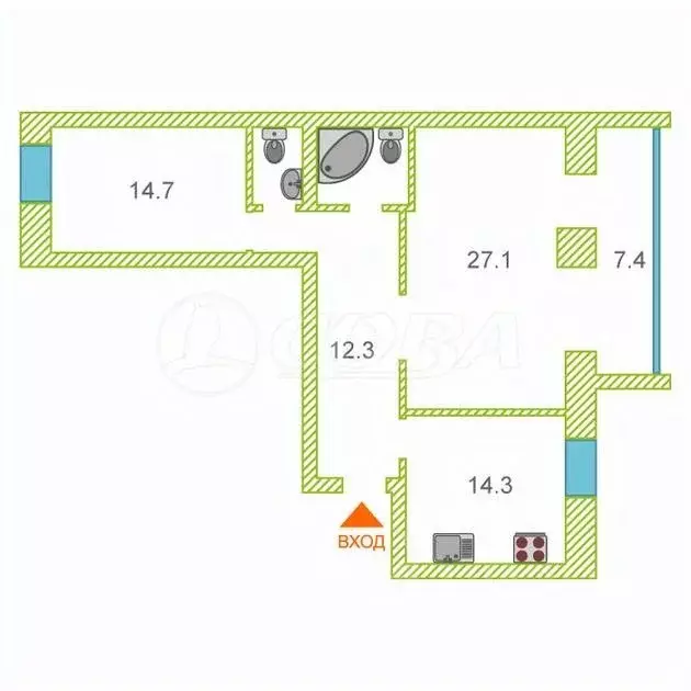 2-к кв. Тюменская область, Тюмень Солнечный проезд, 7 (76.3 м) - Фото 2