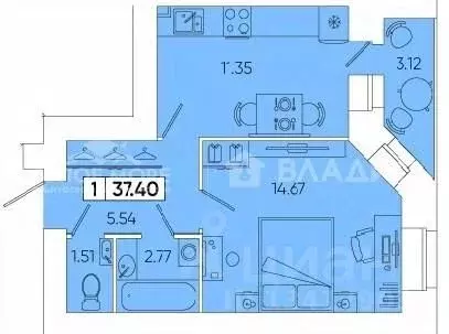 1-к кв. Архангельская область, Северодвинск ул. Торцева, 65 (35.5 м) - Фото 1