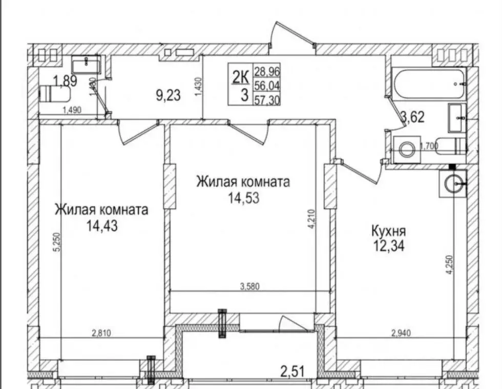 2-комнатная квартира: новосибирск, фабричная улица, 65/2 (57 м) - Фото 0