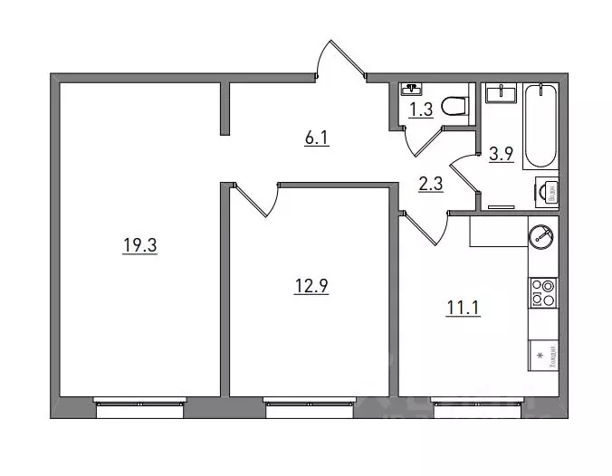 2-к кв. Кировская область, Киров ул. Чистопрудненская, 13А (56.9 м) - Фото 1