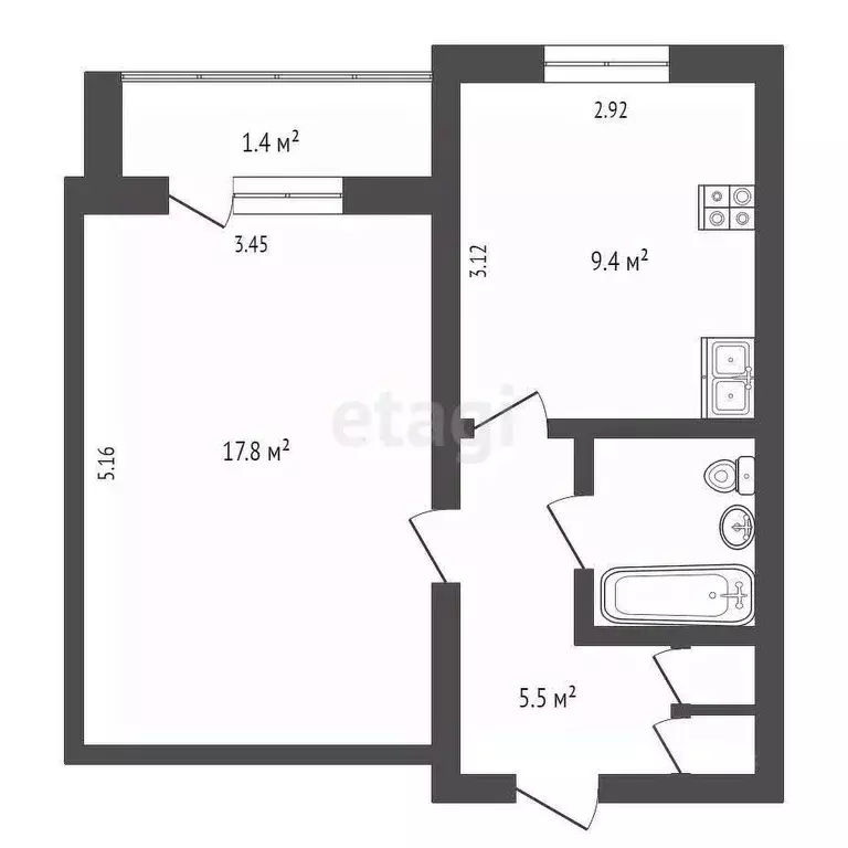 1-к кв. Псковская область, Псков ул. Труда, 53 (36.6 м) - Фото 1