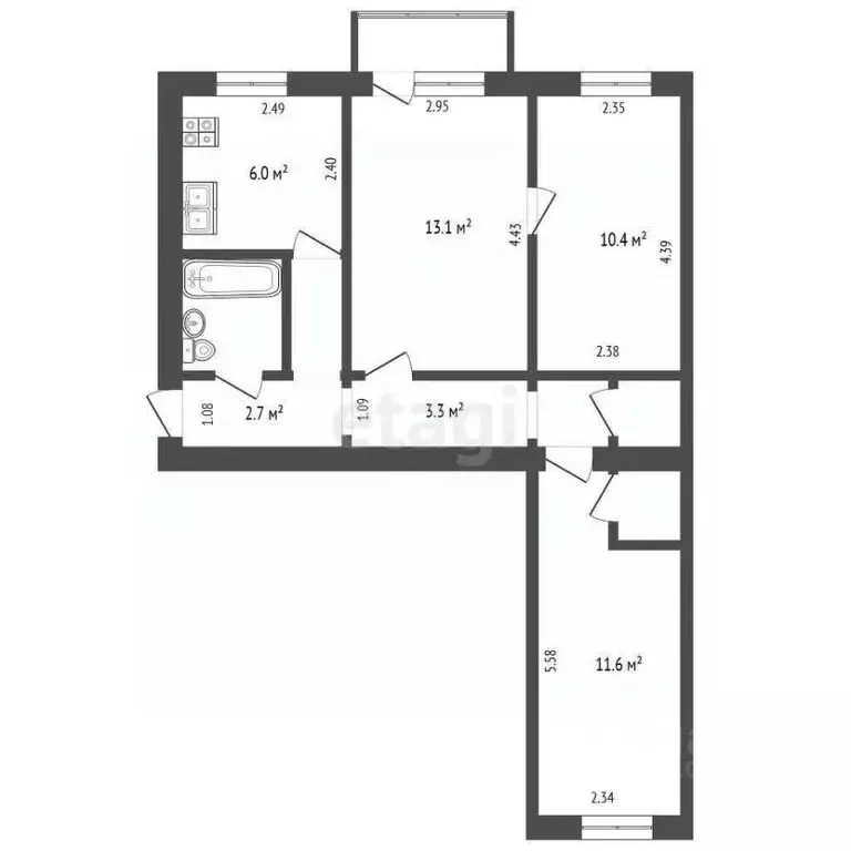 3-к кв. Московская область, Высоковск Клин городской округ, ул. ... - Фото 1