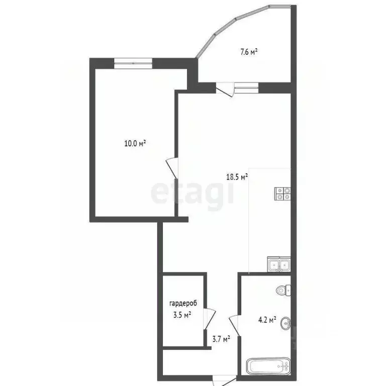 1-к кв. Тюменская область, Тюмень ул. Станислава Карнацевича, 4 (40.0 ... - Фото 0