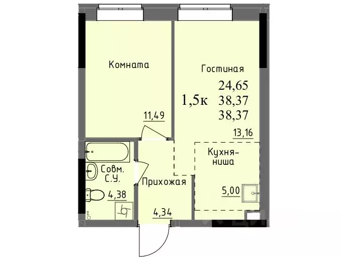 1-к кв. Удмуртия, Ижевск ул. Ключевой Поселок, 23литА (38.4 м) - Фото 0