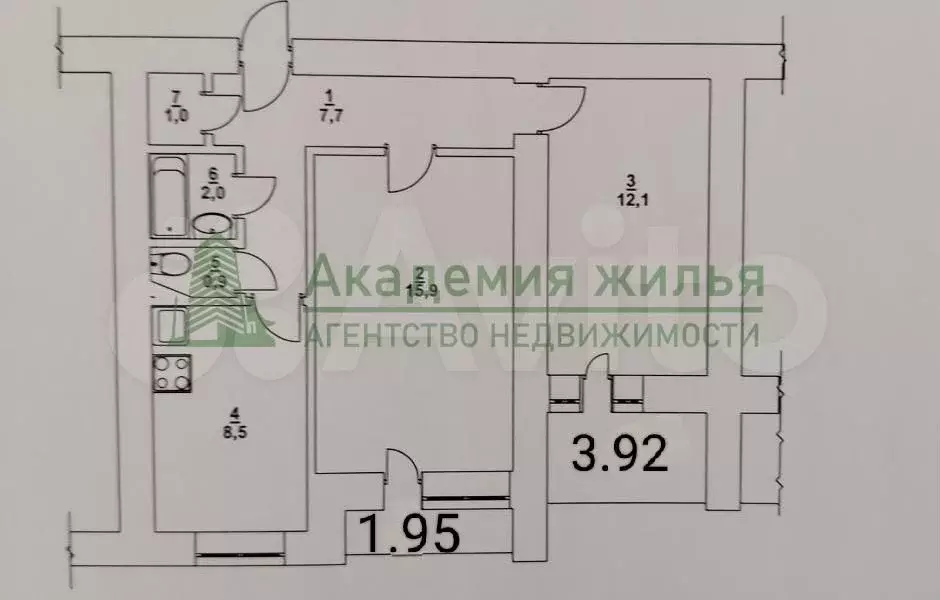 2-к. квартира, 48,1 м, 9/9 эт. - Фото 0