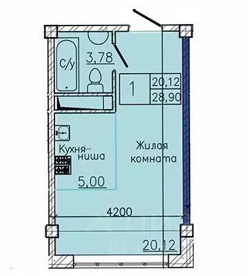 Студия Ставропольский край, Пятигорск ул. Ермолова, 28А (28.9 м) - Фото 1