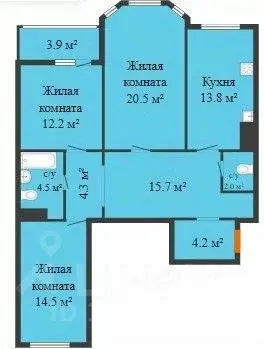 3-к кв. Воронежская область, Воронеж ул. Артамонова, 34Ж (94.0 м) - Фото 0