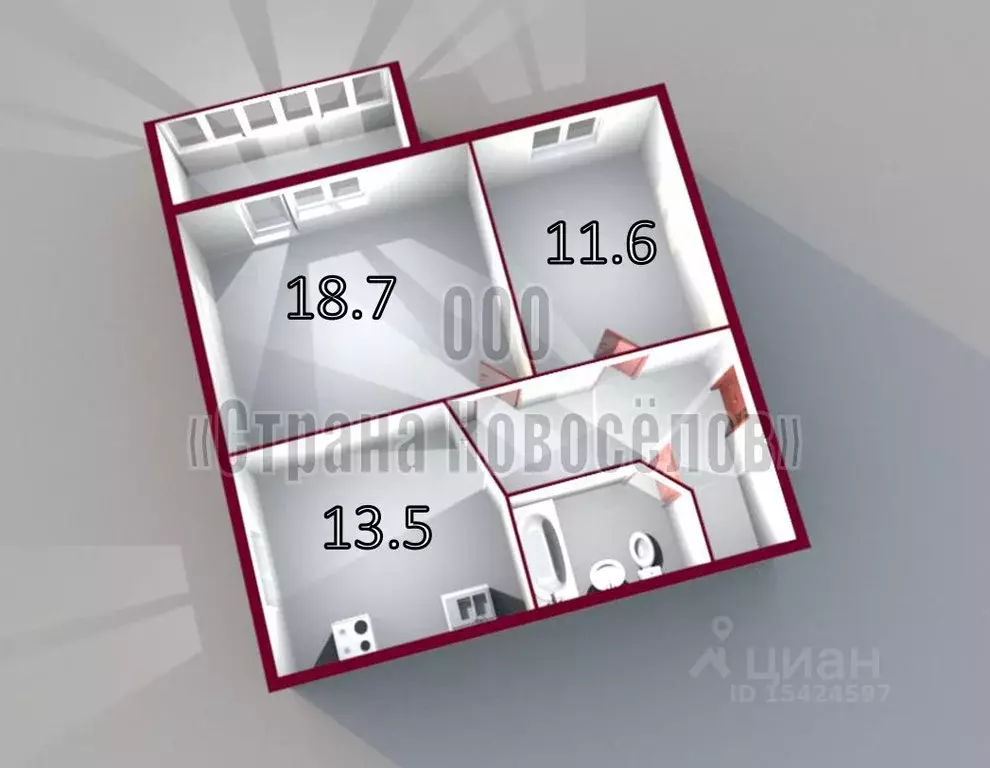 2-к кв. Мордовия, Саранск Мордовская ул., 35к233А (57.9 м) - Фото 2