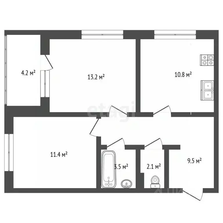 2-к кв. Москва Газгольдерная ул., 10 (54.7 м) - Фото 2