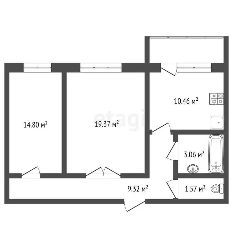 2-комнатная квартира: Псков, улица Ижорского Батальона, 49 (57.9 м) - Фото 1