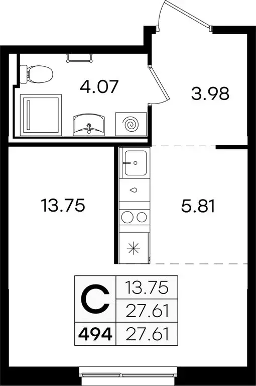 Квартира-студия: Нижний Новгород, Новинский сельсовет (27.61 м) - Фото 0