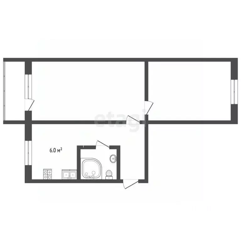 2-к кв. Кемеровская область, Новокузнецк Притомский пгт, ул. ... - Фото 2