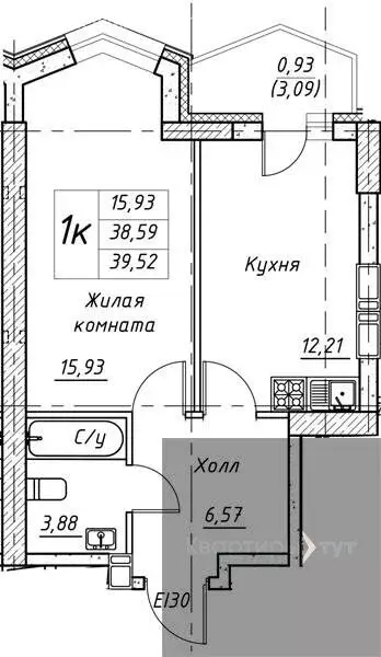 1-комнатная квартира: Воронеж, улица Ворошилова, 10/1 (39.52 м) - Фото 0