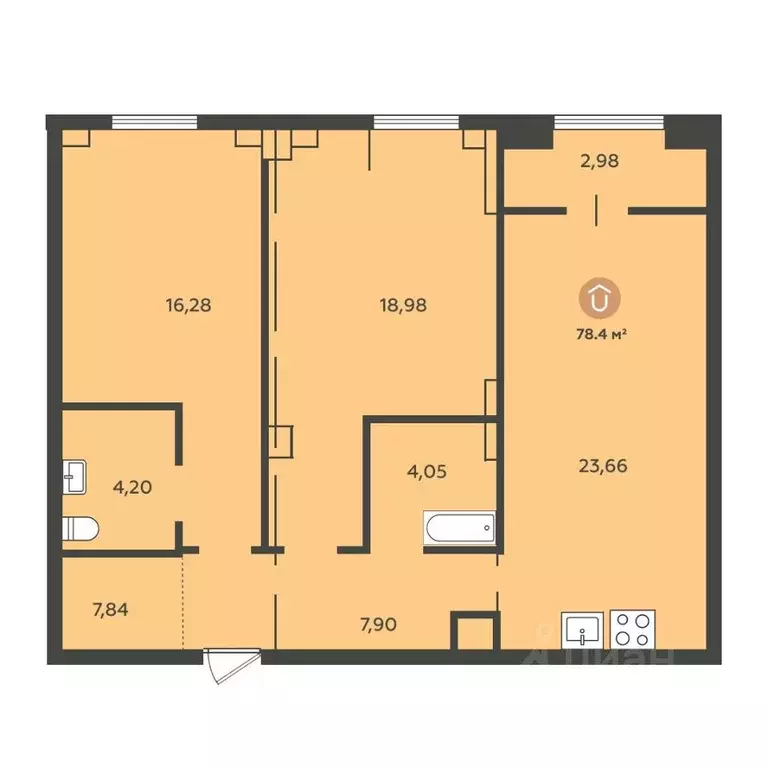 2-к кв. Свердловская область, Екатеринбург ул. Ткачей, 19 (78.4 м) - Фото 1