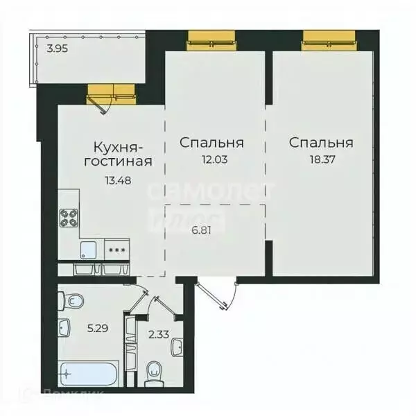 2-к кв. Иркутская область, Иркутск ул. Пискунова, 134 (62.0 м) - Фото 2