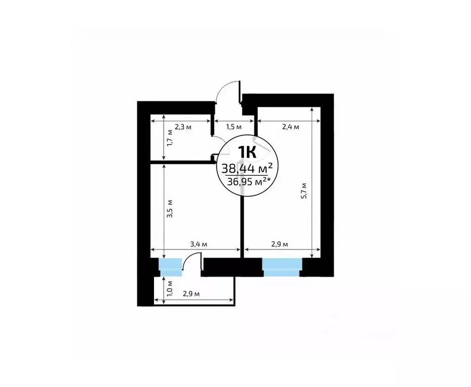 1-к кв. Самарская область, Самара пос. Мехзавод, 1-й кв-л, 50 (38.44 ... - Фото 2