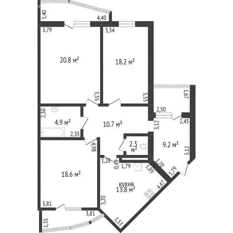 3-комнатная квартира: Воронеж, бульвар Победы, 50Б (98.9 м) - Фото 1