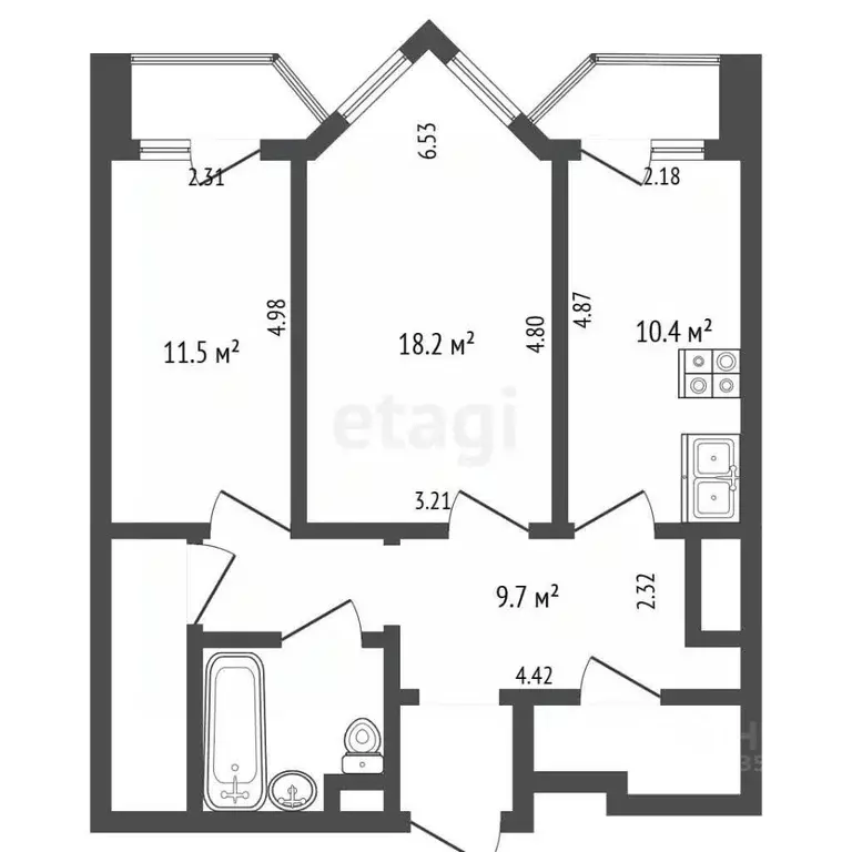 2-к кв. Москва Мячковский бул., 1 (64.7 м) - Фото 2