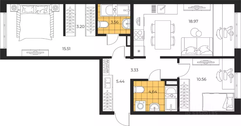 2-к кв. Сахалинская область, Южно-Сахалинск  (65.21 м) - Фото 1